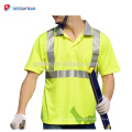 Workwear de advertência alto da camisa da segurança T dos homens da visibilidade para o trabalhador da construção com a fita e bolso reflexivos de alta qualidade de 3M